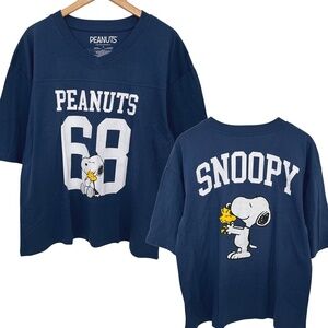 Peanuts Snoopy & Woodstock Double-Sided Graphic Football T-Shirt Women’s Medium